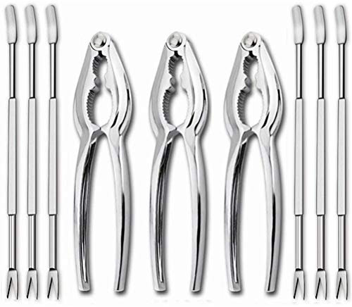Ensemble D'outils pour Fruits de Mer, 12 Pièces, Ouvre-fourchettes pour Décortiqueur de Crabe, Décortiqueur de Pattes de Homard pour Pattes de Crabe, Queues de Homard, Huîtres,