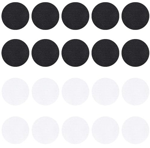 20 Piezas de Puntos de Gancho Y Bucle de Alta Resistencia, Almohadilla Adhesiva Redonda Autoadhesiva, Almohadilla Adhesiva Redonda, para Decoración de Paredes (Negro, Blanco)