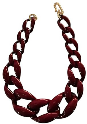 CLSSLVVBN Vintage Style Women S Jewelry Necklace Handmade Cuban Chain Collar Statement Piece Women Boho Chunky Acrylic Link Chain, Winered