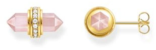 THOMAS SABO 2 Ohrstecker mit rosa Onyx Kristall vergoldet 925 Sterlingsilber, 750 Gelbgold Vergoldung H2281-414-9
