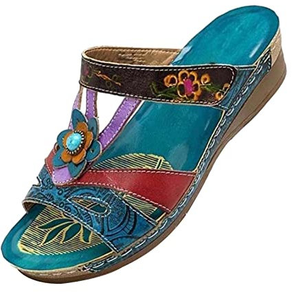 HAOLEI Sandali da Donna di Cristallo, Sandali Donna Bohemia Pantofole Bassi Comode Sandali Piatti Infradito da Spiaggia Ciabatte Antiscivolo Punta Aperta Scarpe Piatti da Donna Morbidi per L'estate