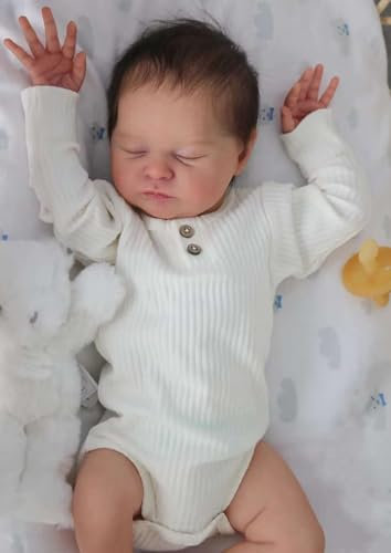 Zero pam Reborn Baby Puppen 48 cm Silikon Puppen Weicher Körper Schlafende Puppen mit Haaren Lebensechtes Neugeborenes Baby Für 3+ Kinder Geschenke mit Flasche und Schnuller