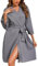 Lovasy Waffle Dressing Gowns for Women UK Lightweight Spa & Bath Robes for Women Ladies Kimono Dressing Gowns Women's Knee Length Robes Women's Waffle Hotel Robe with Pockets,Grey,XL