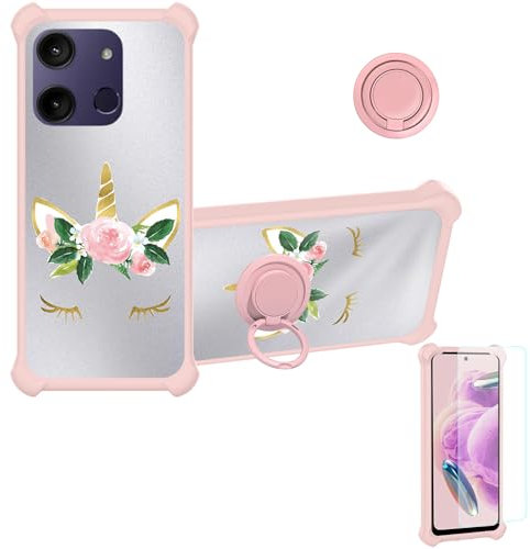 Aroepurt hülle Kompatibel Für HMD Aura Hülle Case Handyhülle Schutzhülle Cover [Mit 9H Härte HD Schutzfolie] PC + Silikon Ständer DYF-HJS