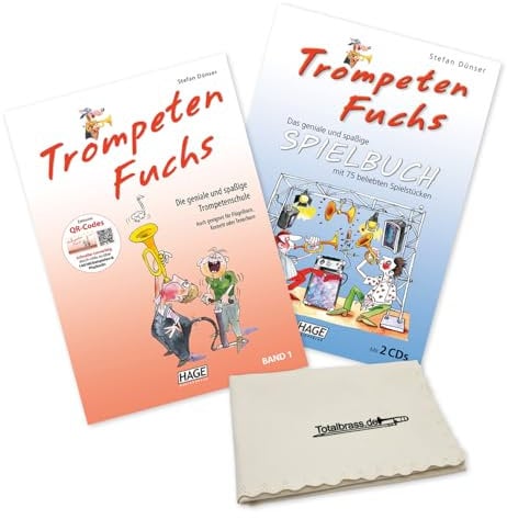 TrompetenFuchs 1 und Spielbuch 1: (Starterset) mit QR Codes - Trompeten Fuchs Band 1 (ISBN 9783866260788, 9783866262560) + Soundman Poliertuch für Trompete