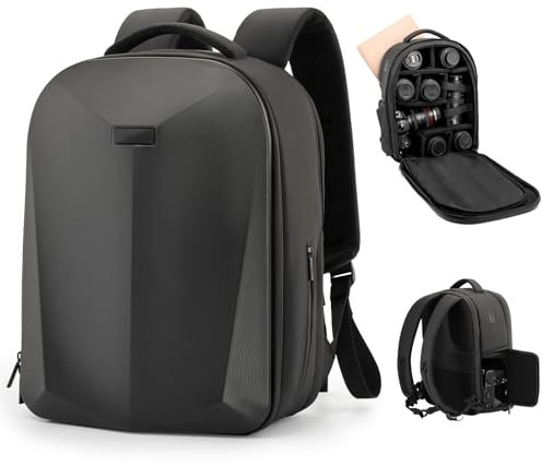 Cwatcun Sac à Dos pour Appareil Photo Sac à Dos Photo étanche à Coque Rigide Sacoche Professionnelle pour Appareil Photo DSLR/SLR sans Miroir, Compatible avec Appareil Photo Sony Canon,Noir