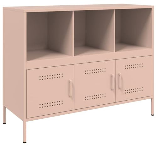 vidaXL Sideboard, Kommode mit Stauraum, Schrank Beistellschrank Verstellbare Schraubfüße, Wohnzimmer Anrichte Highboard, Industrie-Stil, Rosa Kaltgewalzter Stahl