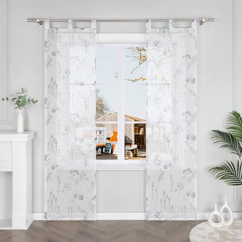 Yujiao Mao Schiebevorhang Flächenvorhänge mit Schlaufen raumteiler Schiebegardine für Wohnzimmer Tür 2er,grau BxH 57x145cm
