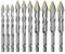 Lot de 10 forets hélicoïdaux excentriques haute résistance, 6/8/10/12 mm, haute dureté, tête inclinée, poignée hexagonale pour carrelage, verre, plastique dur, ciment, béton, granit (gris)
