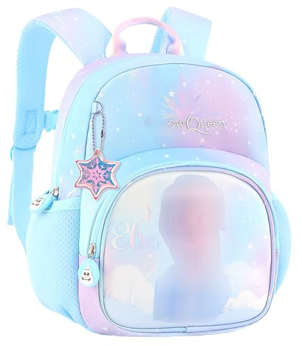 K-ONESEEYOU Prinzessinnen Schultasche mit Die Motiv – Elsa Rucksack Kindergarten- Schulrucksack Kinder (Blau Snow)