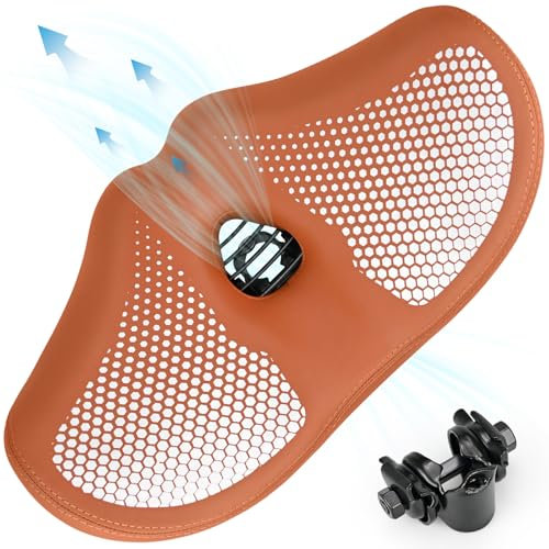 KOOOGEAR Übergroßer Fahrradsattel Herren Damen,Bequem,Extra Breit,Atmungsaktiv,Ergonomisch,Universal Ersatz Fahrradsitz für Mountainbike,Cityrad,Ebike,Heimtrainer (Rötlich Braun)