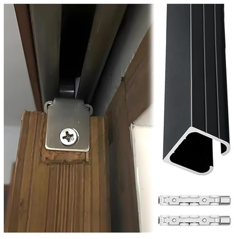 Schiebetürbeschlag Schiebetürbeschlag Schiebetür Laufschiene Verdecktes Schiebetür-Hardware-Kit Mit Schiene, Aluminium-Schiebetüren-Schiene Mit Soft-Close-Mechanismus, Decken- Und Wandmontage(Schwarz,