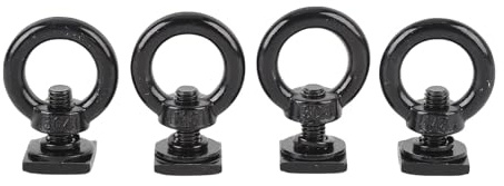4PCS T Track Mount Tie Down Anchor Kit Used for Roof Rack Securing Bungee Cord Rope Hooks M8 Stainless Steel Slot and Eye Nut Rings (Black)