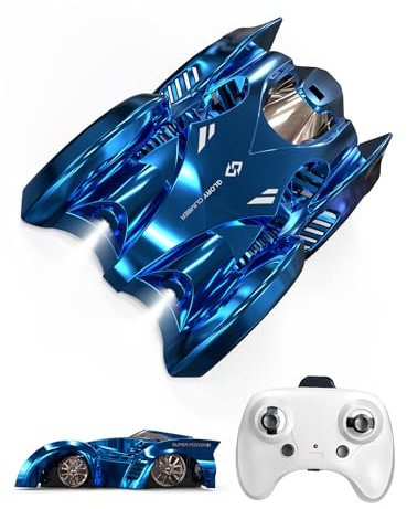 7JI Ferngesteuertes Wand Klettern Auto, RC Stunt Spielzeug Car, 360 ° Rotation Klettern Car, Elektrisches Schwerelosigkeits-Wand kletterndes Auto, LED Coole Lichter, Geschenke für Kinder
