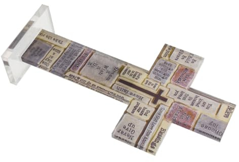 SOLUSTRE Inspirierendes Tischkreuz aus Acryl Motivationskreuz Ornament mit Klarer Gravur und Standfuß für Büro und Geschäftsdekoration