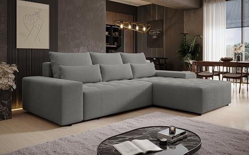 AXLIVING Ecksofa mit Schlaffunktion Alvorada 280 cm grau