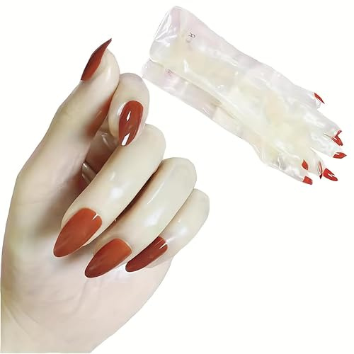 Generisch Malaysisches Naturlatex Handschuhe mit Nägeln, Glatte Ölige Oberfläche, Hochelastisch, Unisex für Damen & Herren, Ideal für Kigurumi, Halloween & Cosplay
