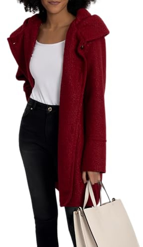 Generico Cappotto Donna Invernale Autunno Elegante Giacca Calda Primavera Eleganti con Bottoni Cappotti in Pile Comodo e (IT, Testo, Taglia unica, Regular, Regular, Rosso)