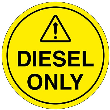 Diesel Only Warning Sign, Self-Adhesive Vinyl Sticker, 100mm Diameter (1)