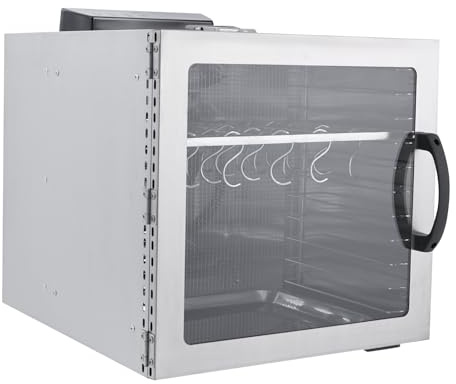 Loobiiny Essiccatore in acciaio inox, disidratatore alimentare, 42,5 l, con 20 ganci, incluso vassoio antigoccia, struttura agganciata, disidratatore per carne e frutta