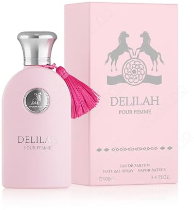 Delilah Parfüm Pour Femme Eau de Parfum 100ml Damenparfum Eleganter Damenduft mit Rose, Pfingstrose, Maiglöckchen, Litschi, Rhabarber, Bergamotte, Vanille weißem Moschus & Cashmeran Luxuriös & feminin