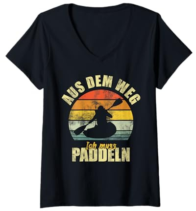 Damen AUS DEM Weg ICH MUSS PADDELN Kajak Kanu Vintage T-Shirt mit V-Ausschnitt