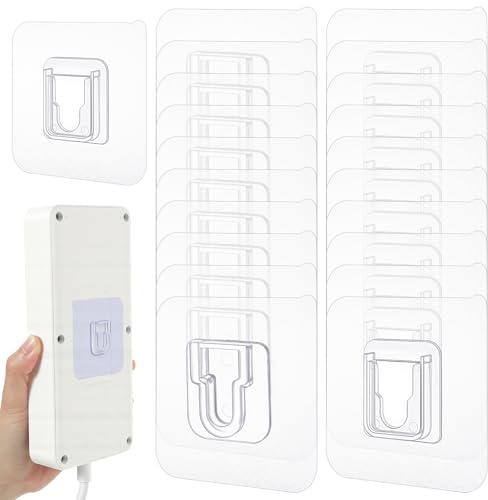 Sorcristy Clear Double-Sided Adhesive Wall Hooks, 20 Pack Self-Adhesive Hooks for Wall Hanging and Organizing in Home, Office, Hanging and Organizing Power Outlets, Picture Frames