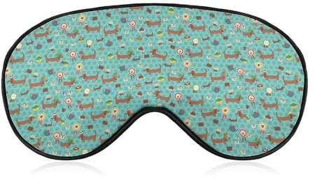 Lyfthologen Smooth Fabric Eye Mask, Sausage Dog Sleep Mask, Sleeping Eye Mask with Adjustable Headband for Men, Women