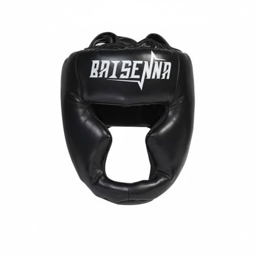 Hellery Casco da Protettivo con Imbottitura Chiusura Regolabile Protezione Completa per Guance Adatto a Allenamento di da Combattimento Uso per Principianti Adulti E Bambini, Nero, L