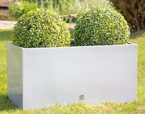 Primrose Durable Lightweight Gloss Fibreglass Trough Planter in White 33cm x 98cm (13in x 38.6in)