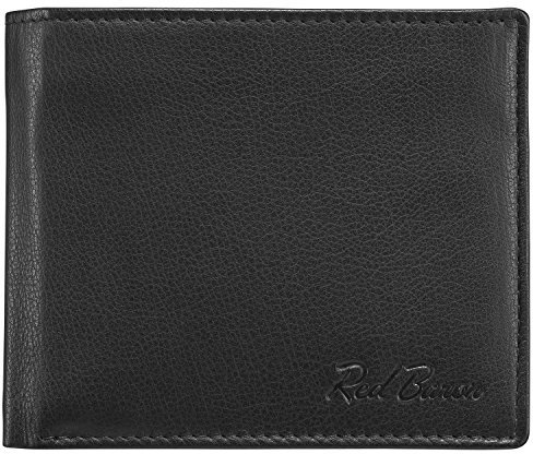Brieftasche Herren klein Leder schwarz matt von Red Baron, Männer Mini 12x10x2 cm, Echt Rindleder RB-WT-006-01