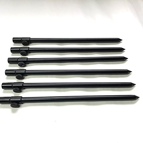 Lot de 6 cannes de pêche à la carpe en aluminium Noir 30-50 cm