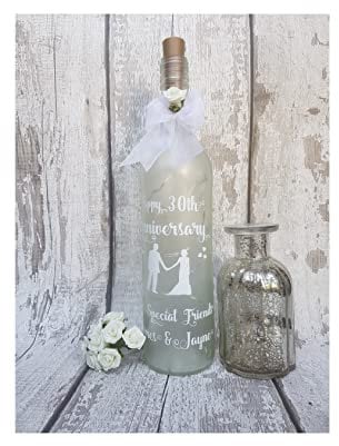 Personalised Wedding Light up Bottle, Personalised Anniversary Light Up Bottle, Personalised Commemorative Light up Bottle