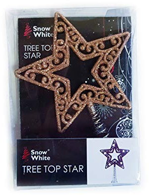 Homestreet - Puntale per albero di Natale, 14 cm, filo metallico glitterato (oro rosa)