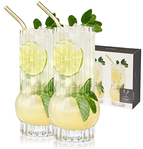 Viski Zenith Deco Tumbler - Bicchiere da cocktail senza piombo, di alta qualità, trasparente, elegante bicchiere da cocktail, 368,5 g