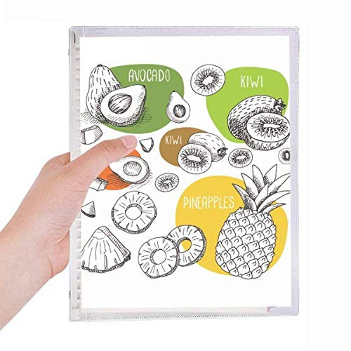 Ananas Kiwi Fruit Illustration Muster Notebook Loose-leaf Spiral Refillable Journal
