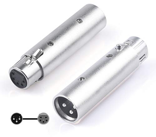 Devinal XLR 3Pin Male to 5Pin Female Adapter, DMX Stage Light Cable Convertor, 5Pin Female XLR to 3Pin Male XLR Audio Connector 2 Pack