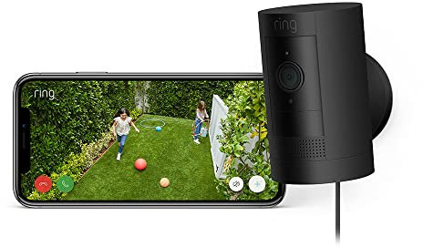 Zertifiziert und generalüberholt Ring Außenkamera Netzstecker (Stick Up Cam Plug-in) | Überwachungskamera aussen mit 1080p-HD-Video, WLAN, witterungsbeständig, geeignet für dein Haus & Grundstück