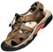 Topwolve Sandales de Marche Homme Cuir Bout Fermé - Nu Pied Randonnée Été Extérieur Chaussures de Plage Sport, Marron, 45 EU