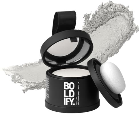 BOLDIFY Retocador de raíces en polvo – Cubre Canas Mujer y Hombre 48 Horas – Maquillaje Capilar Resistente al agua, No Mancha 4g (Blanco)