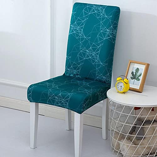 HNDXLHH Stuhlhussen Türkis Geometrisch Hussen für Stühle Universal Stretch Stuhlhusse Moderne Beschützer Stuhlbezug Elastic Abnehmbare Waschbar Stuhlüberzug Sehr Pflegeleicht und Langlebig 2 Stück