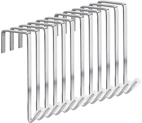 LUCKNIGHT 15 Pack Over The Door Hooks, Door Hangers for Bedrooms, Z-Shaped Reversible Door Hooks, Dual Head Single Over Door Hooks, Back of Door Hooks, with Soft Rubber Stopper (Silver)