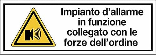 NEW CARTELLO SEGNALETICO UNI - Impianto d'allarme in funzione collegato con le forze dell'ordine - Adesivo Extra Resistente, Pannello in Forex, Pannello In Alluminio (PANNELLO IN ALLUMINIO 30X12 cm)