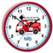 CreaDesign, Wanduhr Kinder personalisiert mit Name, Motiv Feuerwehr Drehleiter, Rahmen Wanduhr rot, Ø 19,5 cm