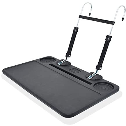 NBBNSY 2 in 1 Adjustable Large Auto Steering Wheel Desk/Back Seat Headrest Tray iPad and Mobile Phone Table, Eating/Laptop Tray. Suitable for Truck, Bus, Car (Black)