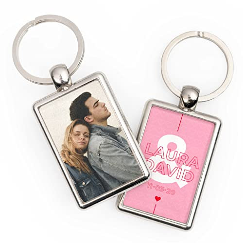 Wanapix | Persschonalisierter Foto-Schlüsselanhänger | Schlüsselanhänger für Männer und Frauen | Personalisierung 2-seitig mit Fotos oder Namen | Originelles Geschenk