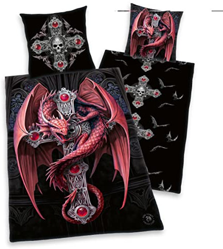 Herding, Anne Stokes Bettwäsche Kreuz Gothic, 135/200 im hochwertigen Digitaldruck, Fantasy