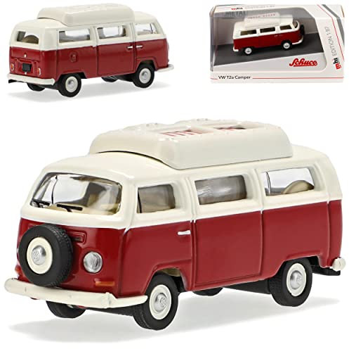 Volkwagen T2 A Camping Rot Weiss 1967-1979 H0 1/87 Schuco Modell Auto mit individiuellem Wunschkennzeichen