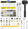 Mardatt 126pcs Snap Fastener Kit Metallic Copper Heavy-Duty Snap Fastener Tool Leather Rivets and Snaps 15MM Metal Snap Buttons Kit Press Studs with 6 Install Tools for Clothes, Jackets, Jeans Wears