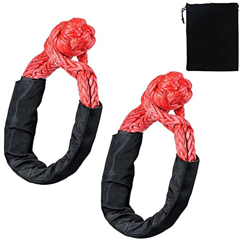 2 Pezzi Soft Grillo, Off-Road Grillo Fune di Traino Soft Grillo con Copertura Protettiva 17T Resistenza alla Rottura Soft Grillo Corda per Recupero Fuoristrada Jeep Veicoli